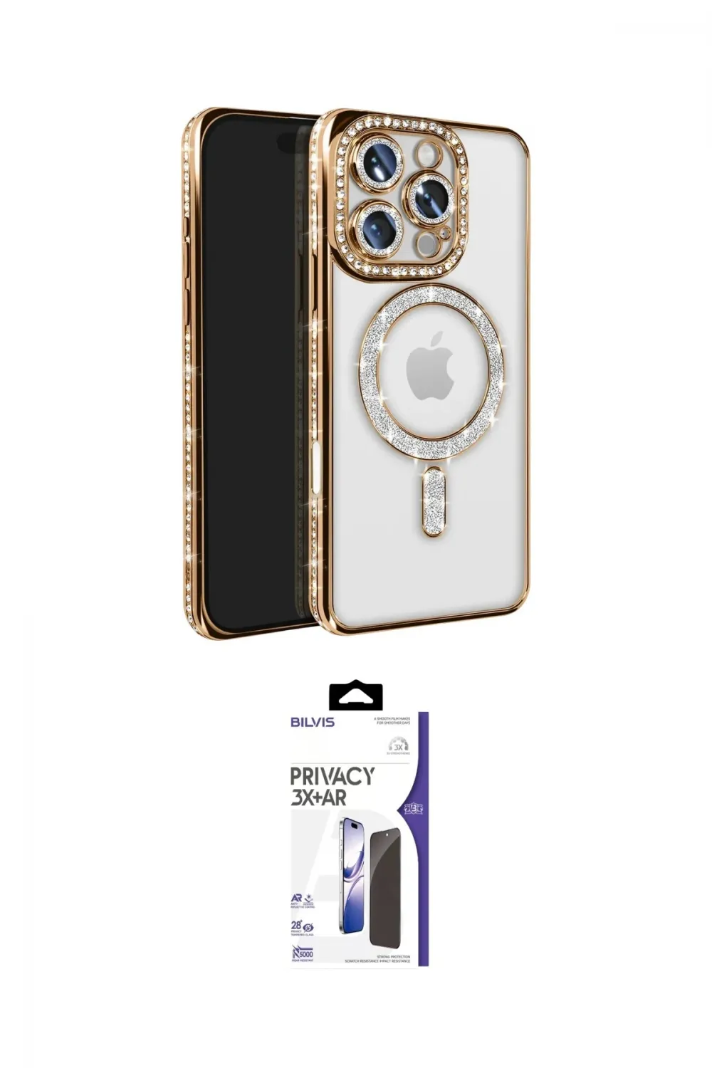 ieg™ iPhone 16 Pro Max Kılıf Zirve Doku Prime - Siyah Bilvis 3X AR Hayalet Cam Ekran Koruyucu