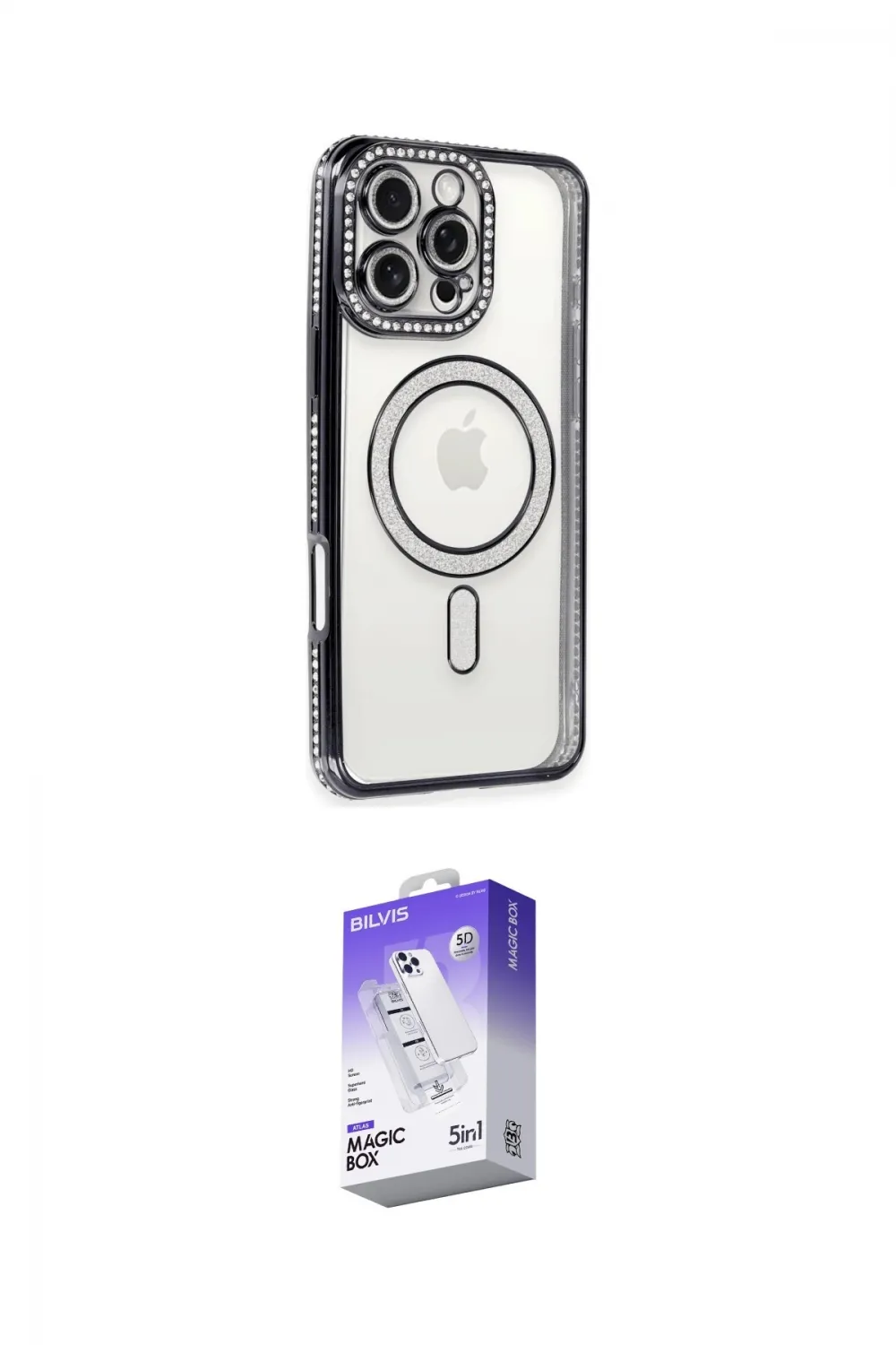 ieg™ iPhone 16 Pro Max Kılıf Zirve Doku Prime - Siyah Bilvis 5in1 3D Magic Cam Ekran Koruyucu