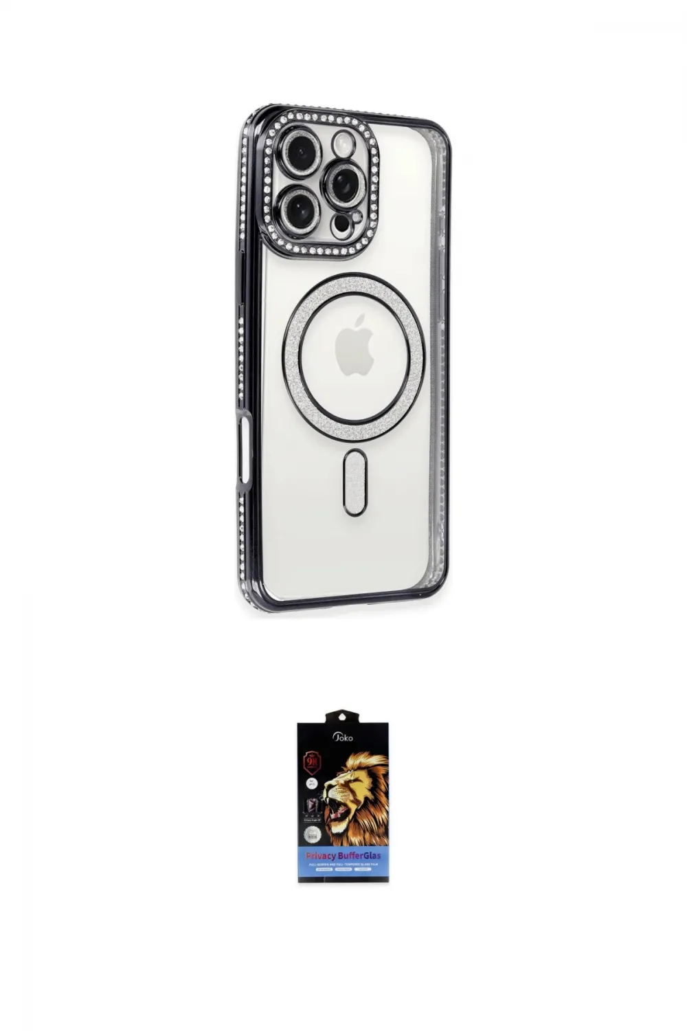 ieg™ iPhone 16 Pro Max Kılıf Zirve Doku Prime - Siyah Buffer Hayalet Cam Ekran Koruyucu
