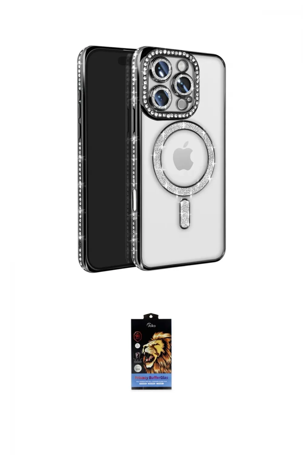 ieg™ iPhone 16 Pro Max Kılıf Zirve Doku Prime - Siyah Buffer Hayalet Cam Ekran Koruyucu