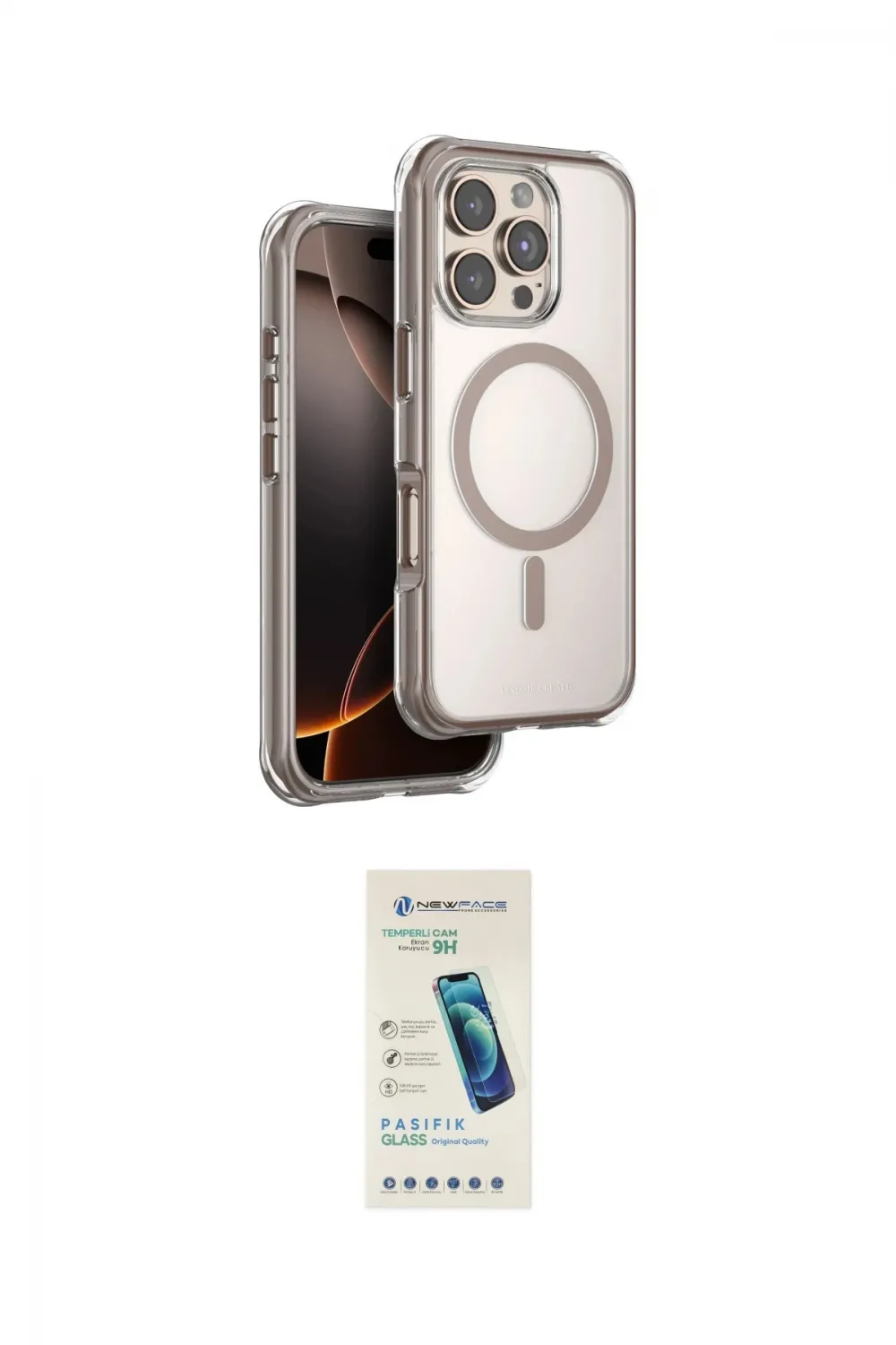 ieg™ iPhone 16 Pro Max Kılıf Zirve Klasik Prime - Şeffaf Pasifik Cam Ekran Koruyucu
