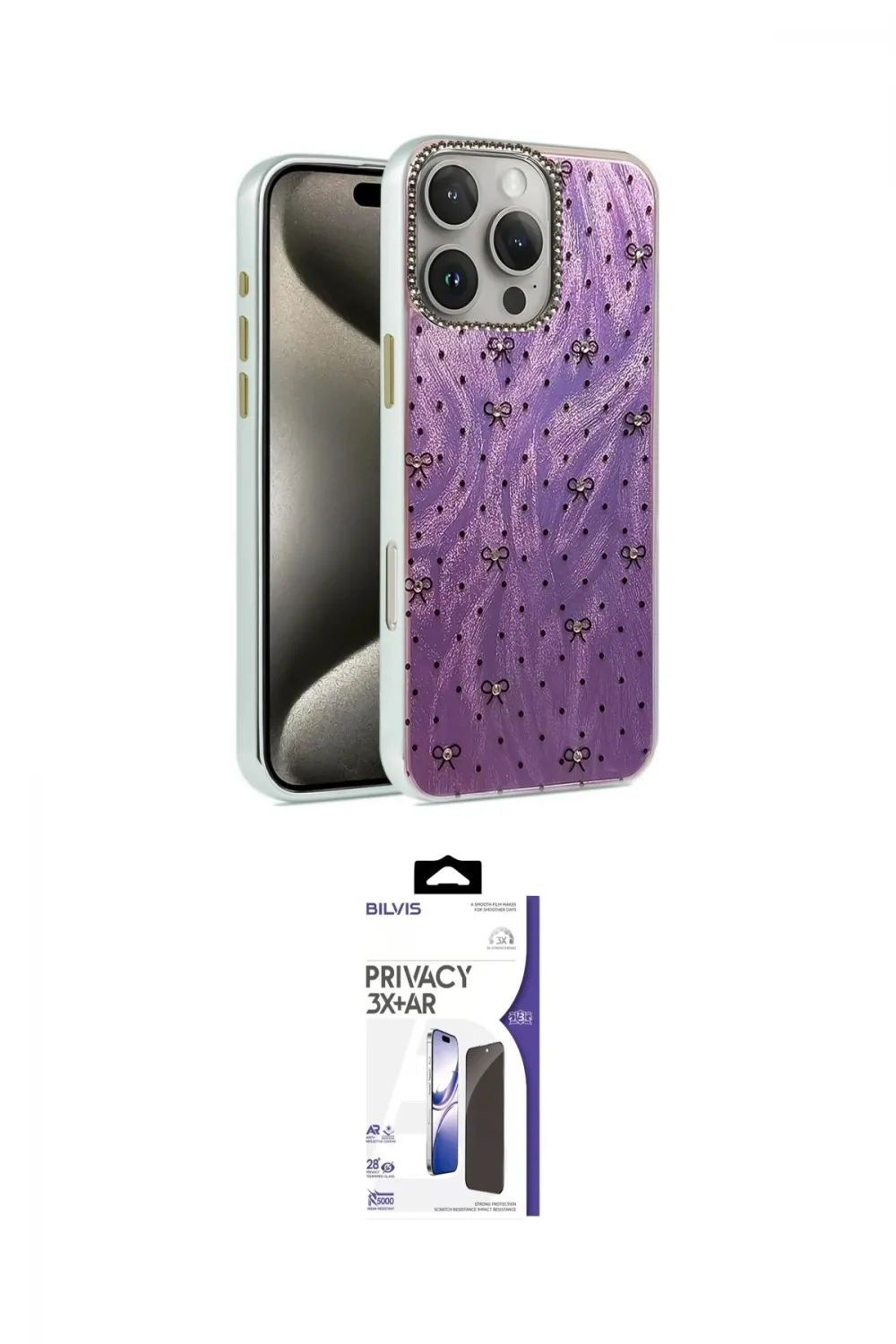 ieg™ iPhone 16 Pro Max Kılıf Zirve Modern Prime - Siyah Bilvis 3X AR Hayalet Cam Ekran Koruyucu