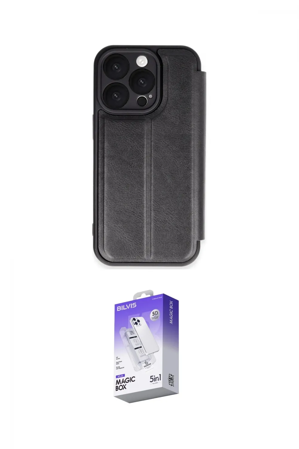 ieg™ iPhone 16 Pro Max Kılıf Zirve Yansıma Serisi - Siyah Bilvis 5in1 3D Magic Cam Ekran Koruyucu