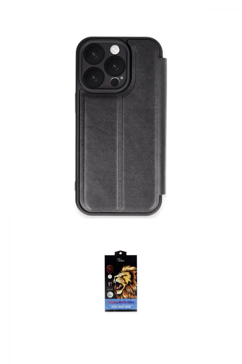 ieg™ iPhone 16 Pro Max Kılıf Zirve Yansıma Serisi - Siyah Buffer Hayalet Cam Ekran Koruyucu