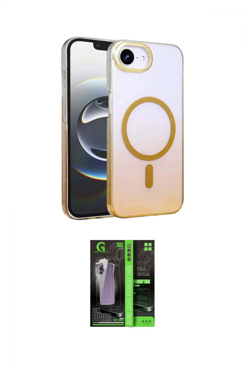 ieg™ iPhone 16E Kılıf Ahenk Doku Özel Seri - Şeffaf 360 Full Body Arka Koruyucu