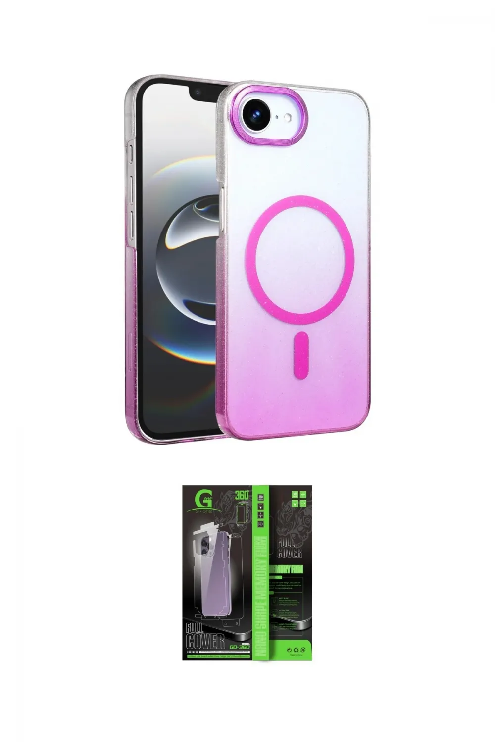 ieg™ iPhone 16E Kılıf Ahenk Doku Özel Seri - Şeffaf 360 Full Body Arka Koruyucu