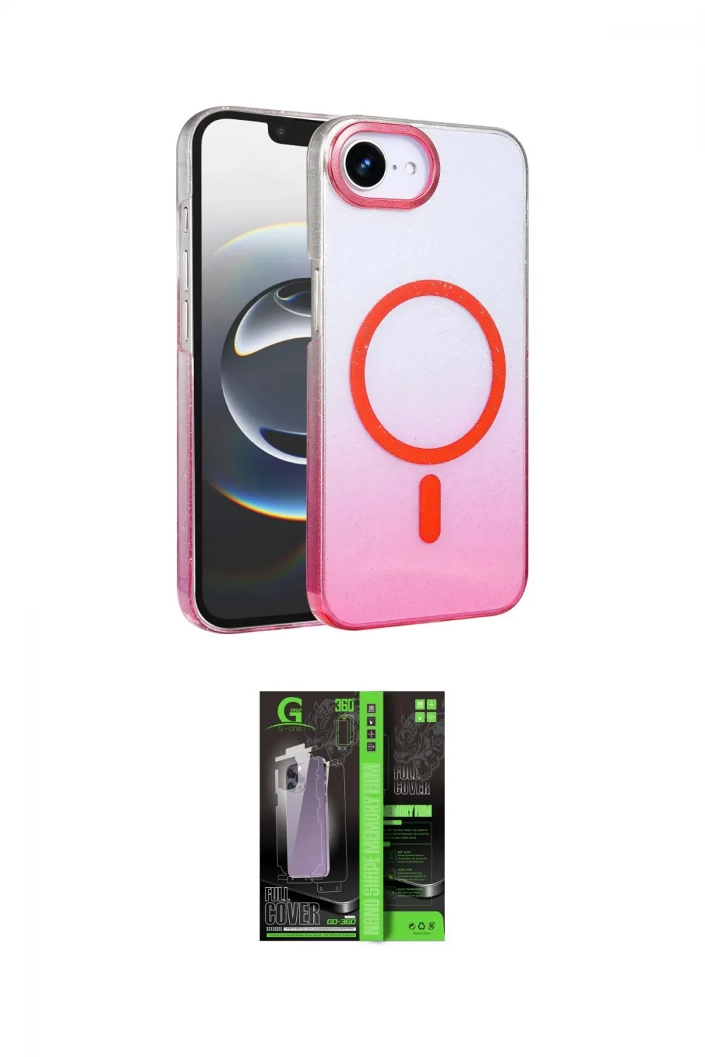 ieg™ iPhone 16E Kılıf Ahenk Doku Özel Seri - Şeffaf 360 Full Body Arka Koruyucu