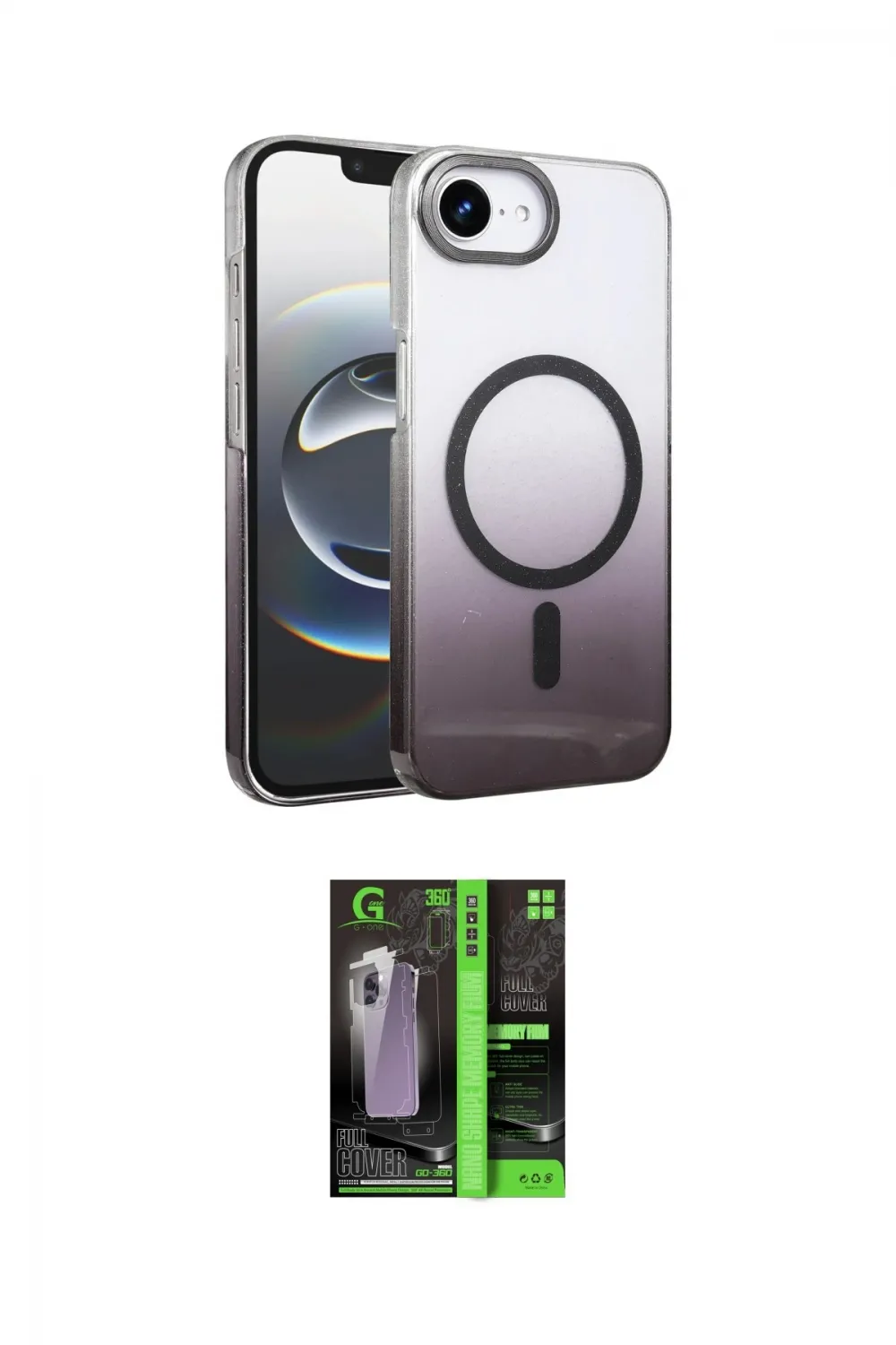 ieg™ iPhone 16E Kılıf Ahenk Doku Özel Seri - Şeffaf 360 Full Body Arka Koruyucu