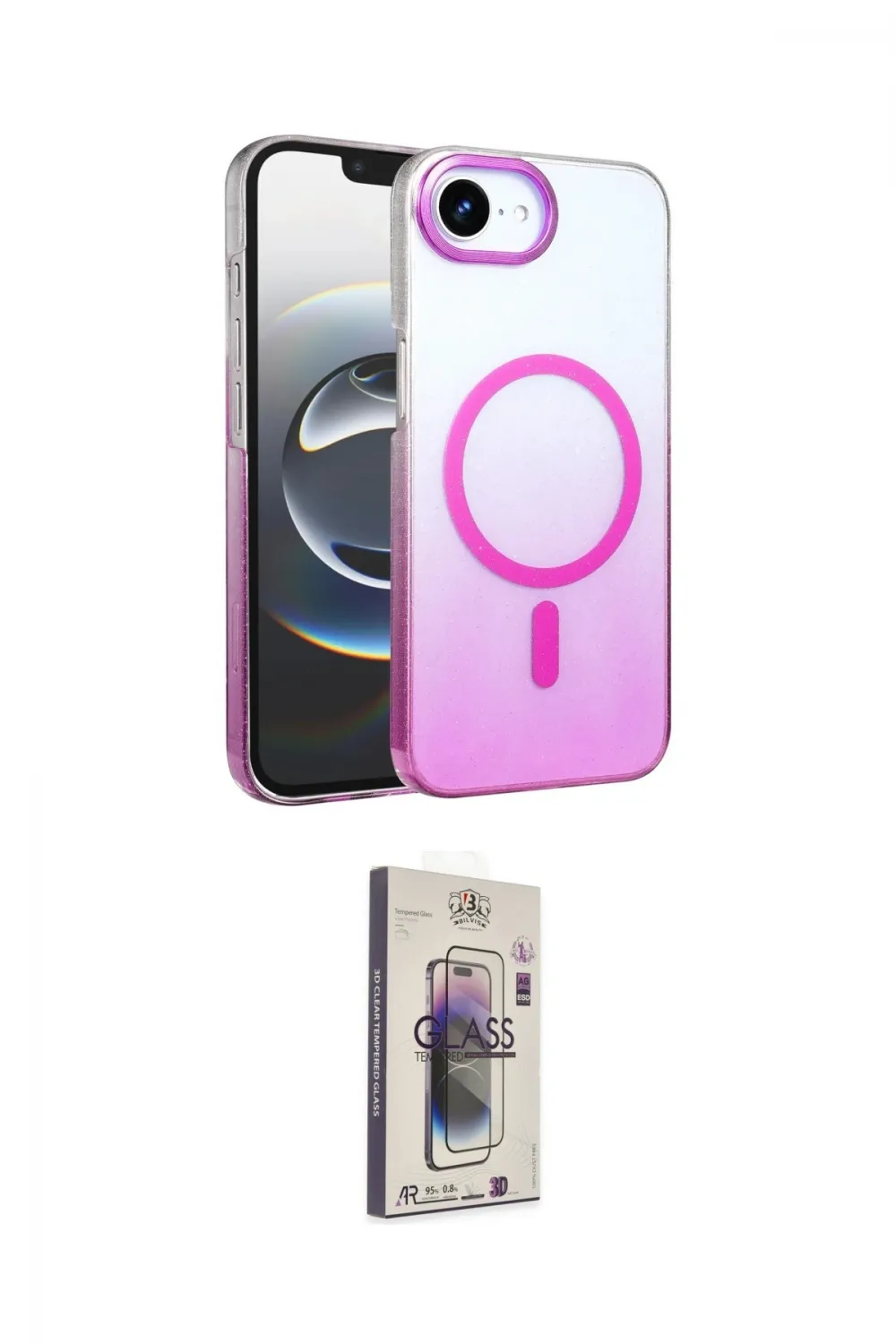ieg™ iPhone 16E Kılıf Ahenk Doku Özel Seri - Siyah Bilvis 3D Cam Ekran Koruyucu