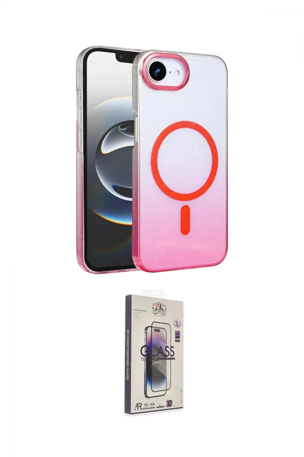 ieg™ iPhone 16E Kılıf Ahenk Doku Özel Seri - Siyah Bilvis 3D Cam Ekran Koruyucu