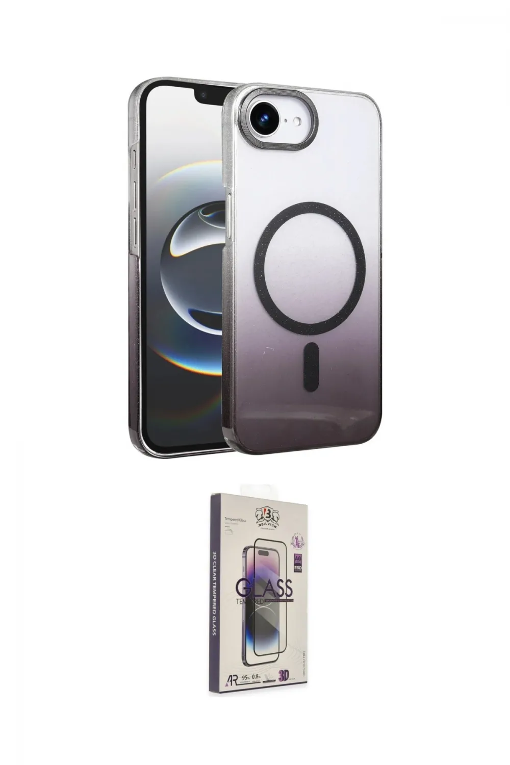 ieg™ iPhone 16E Kılıf Ahenk Doku Özel Seri - Siyah Bilvis 3D Cam Ekran Koruyucu