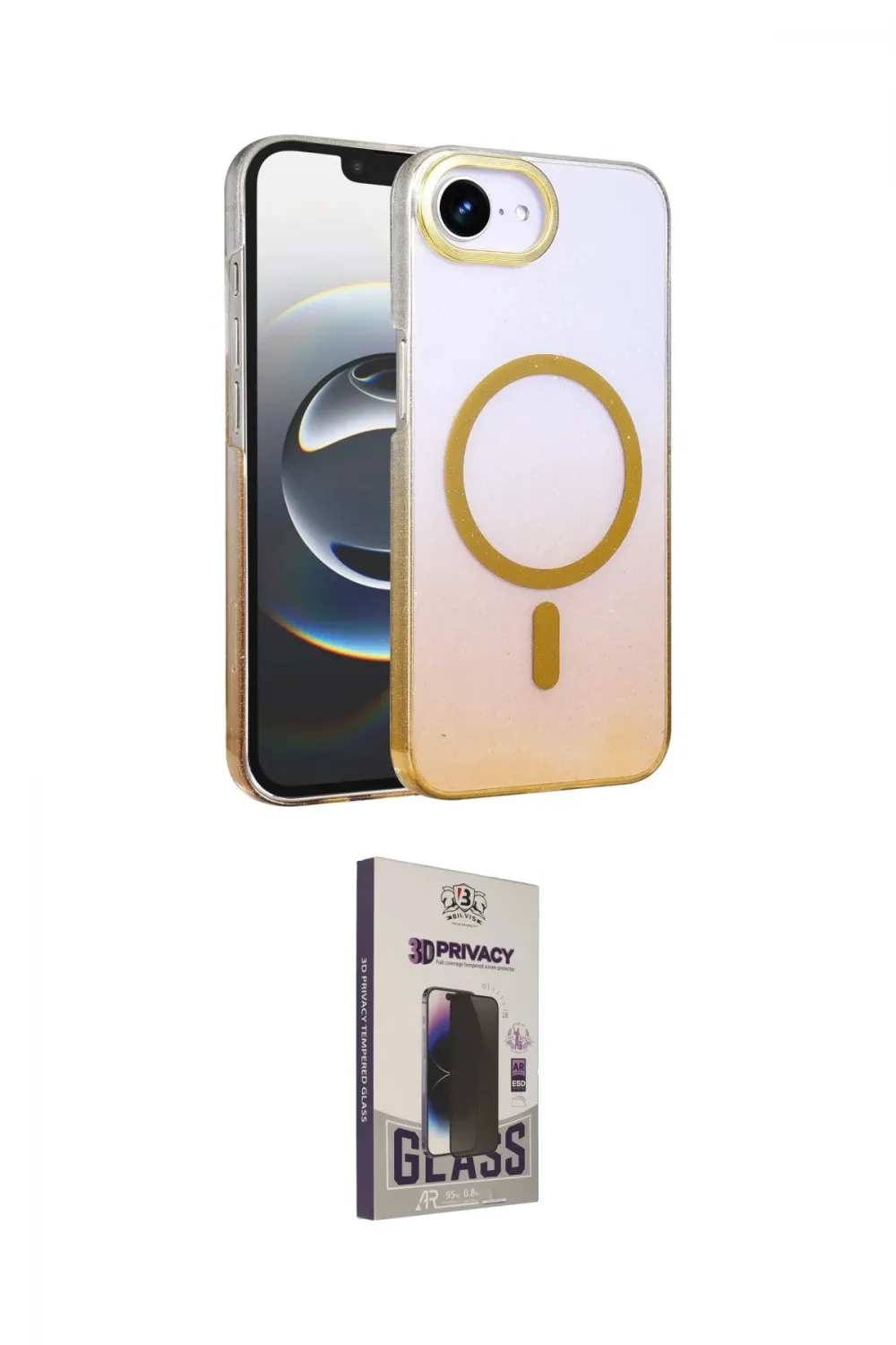 ieg™ iPhone 16E Kılıf Ahenk Doku Özel Seri - Siyah Bilvis Hayalet Cam Ekran Koruyucu