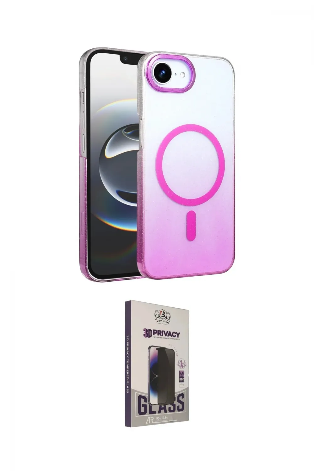 ieg™ iPhone 16E Kılıf Ahenk Doku Özel Seri - Siyah Bilvis Hayalet Cam Ekran Koruyucu