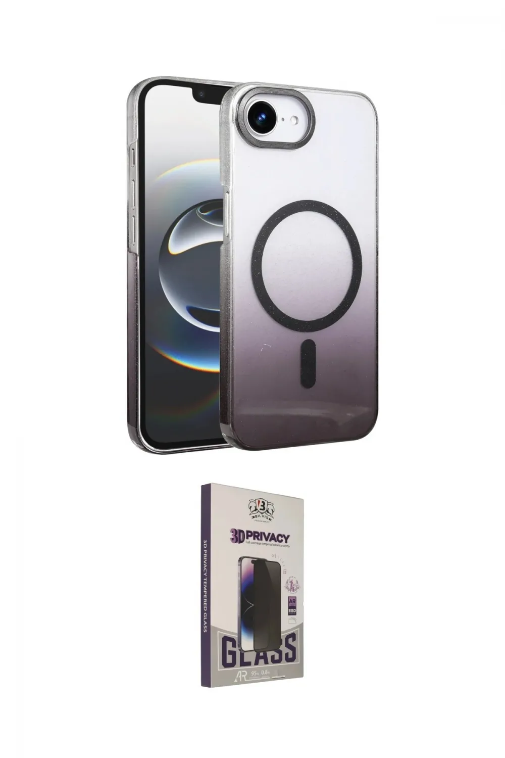 ieg™ iPhone 16E Kılıf Ahenk Doku Özel Seri - Siyah Bilvis Hayalet Cam Ekran Koruyucu
