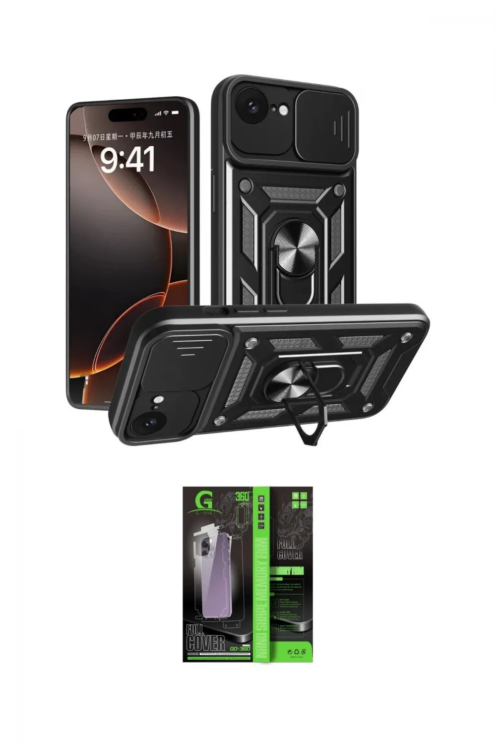 ieg™ iPhone 16E Kılıf Ahenk Klasik - Şeffaf 360 Full Body Arka Koruyucu