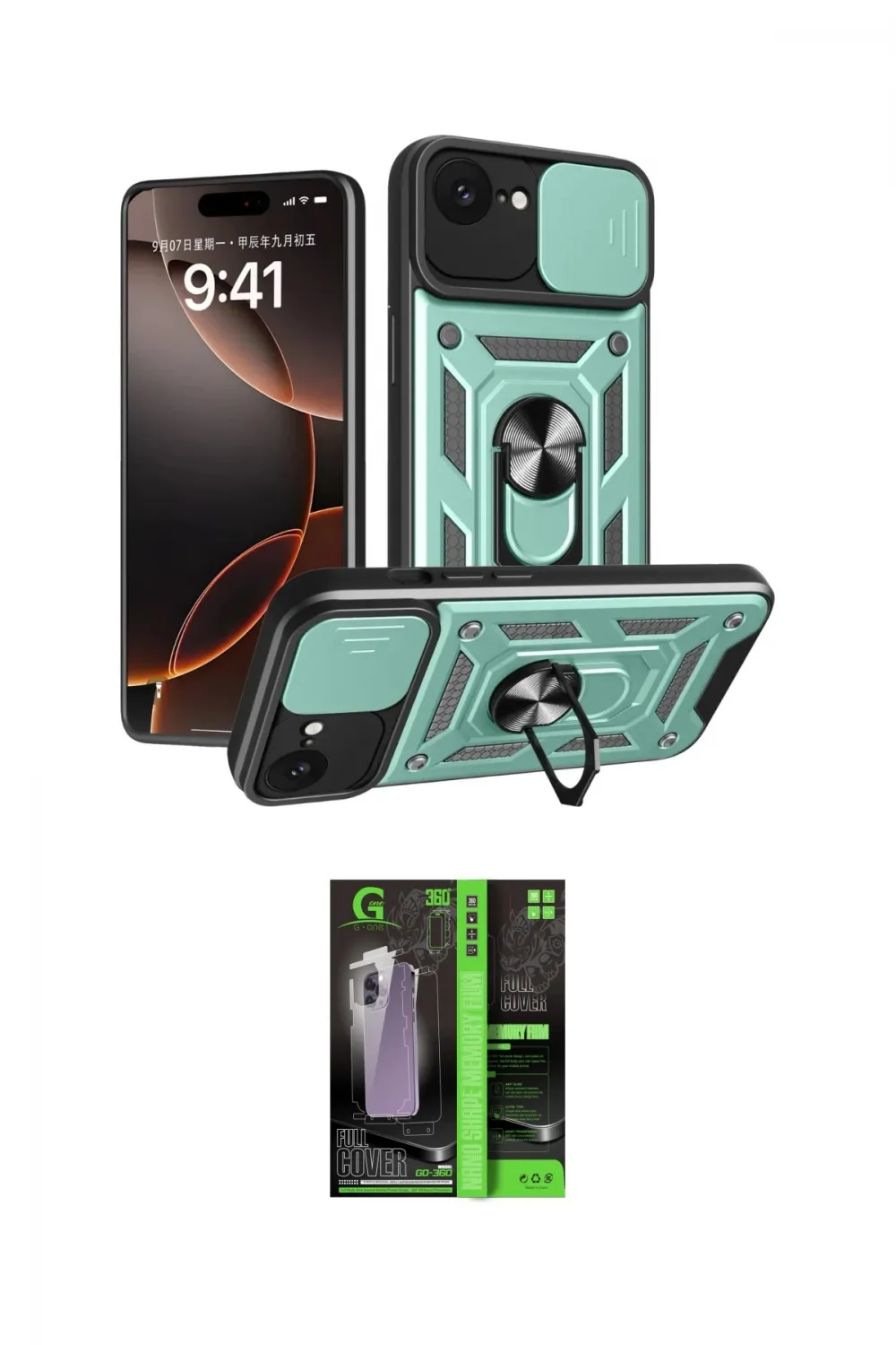 ieg™ iPhone 16E Kılıf Ahenk Klasik - Şeffaf 360 Full Body Arka Koruyucu