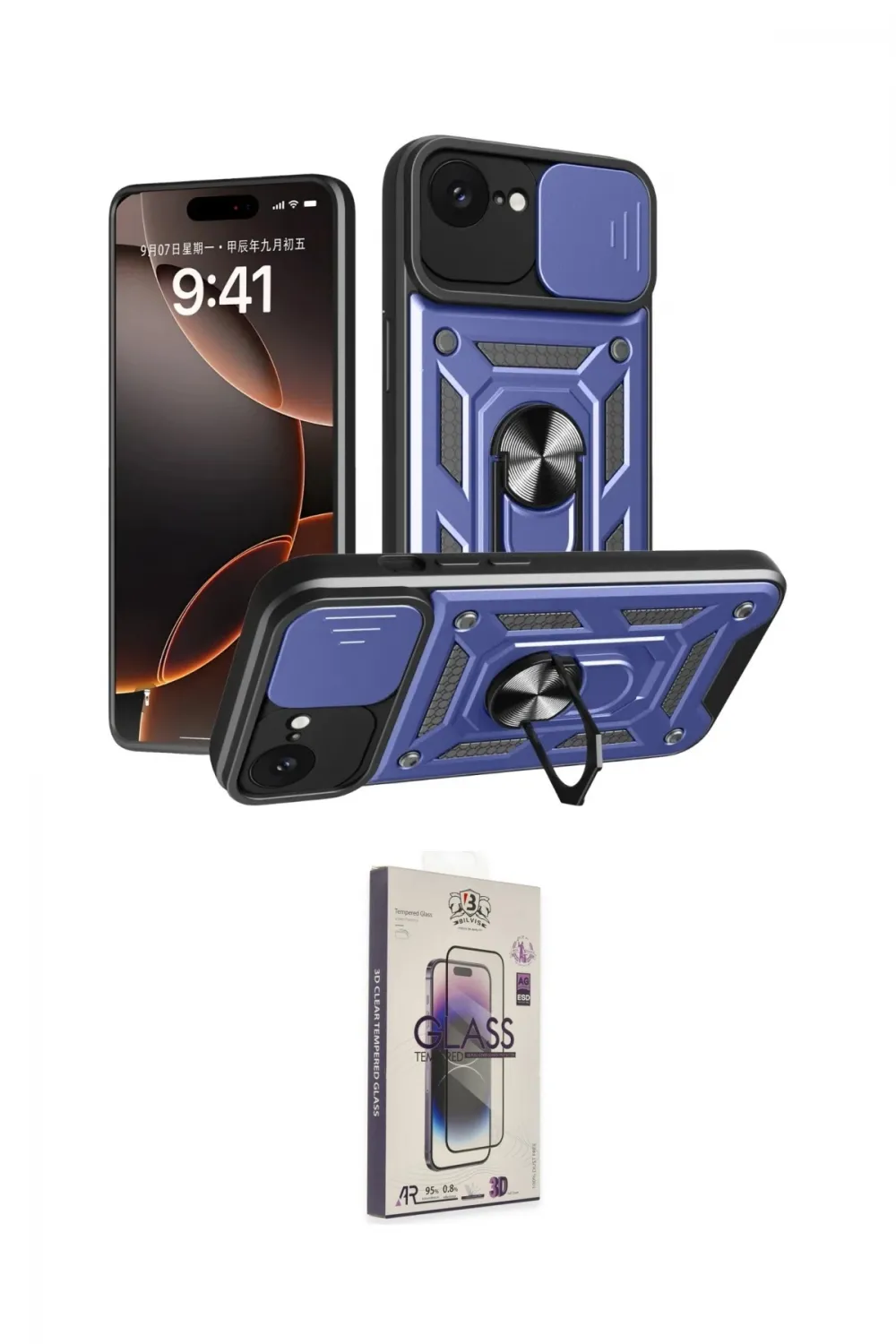 ieg™ iPhone 16E Kılıf Ahenk Klasik - Siyah Bilvis 3D Cam Ekran Koruyucu