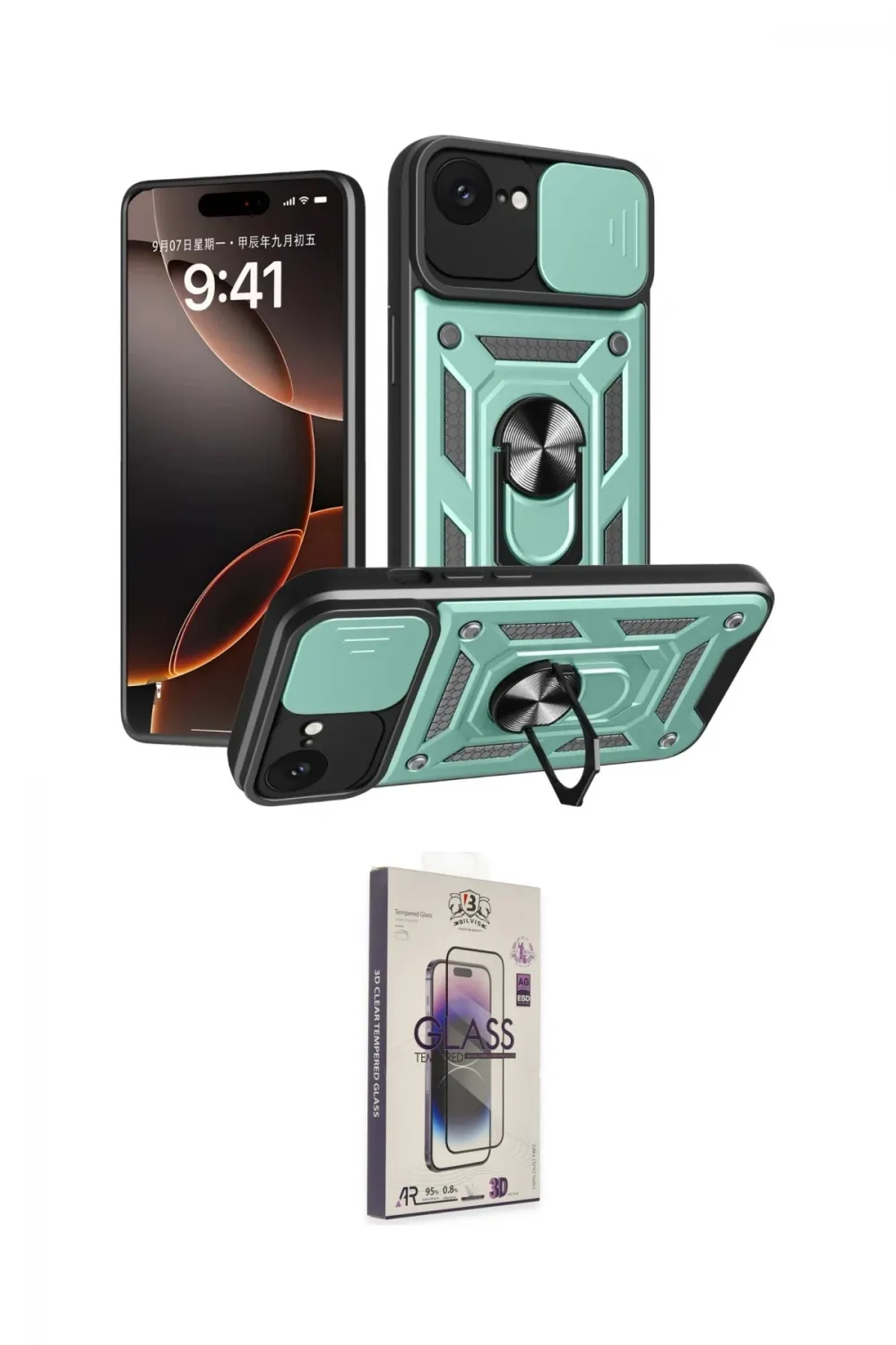 ieg™ iPhone 16E Kılıf Ahenk Klasik - Siyah Bilvis 3D Cam Ekran Koruyucu