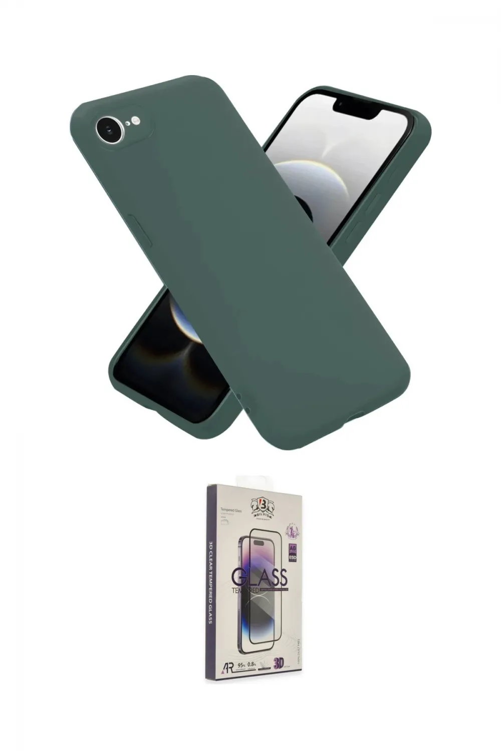 ieg™ iPhone 16E Kılıf Ahenk Serisi - Siyah Bilvis 3D Cam Ekran Koruyucu