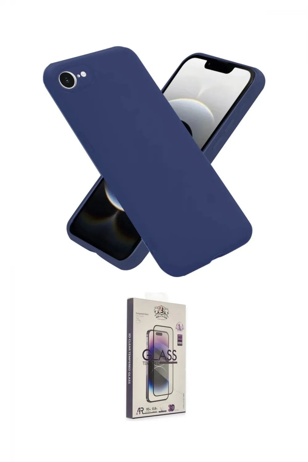 ieg™ iPhone 16E Kılıf Ahenk Serisi - Siyah Bilvis 3D Cam Ekran Koruyucu