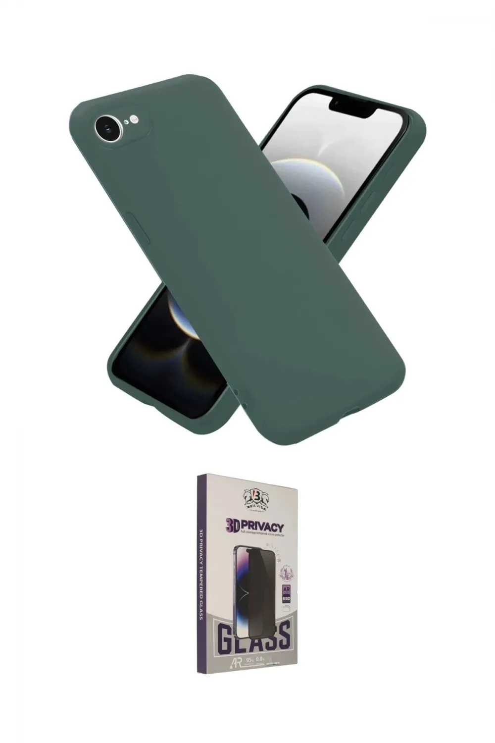 ieg™ iPhone 16E Kılıf Ahenk Serisi - Siyah Bilvis Hayalet Cam Ekran Koruyucu
