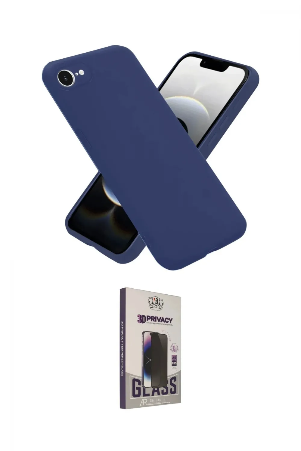 ieg™ iPhone 16E Kılıf Ahenk Serisi - Siyah Bilvis Hayalet Cam Ekran Koruyucu