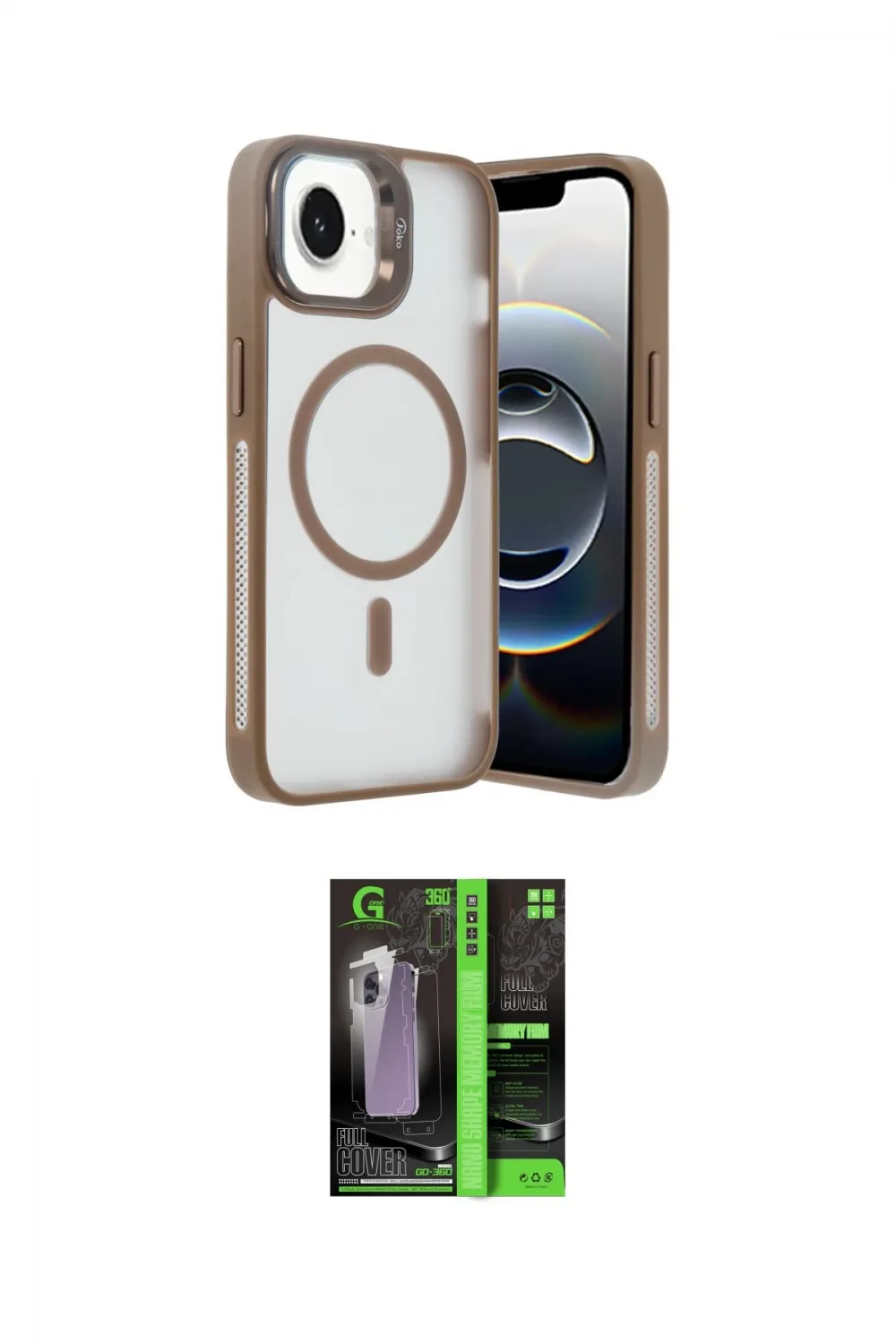 ieg™ iPhone 16E Kılıf Akış Form - Şeffaf 360 Full Body Arka Koruyucu
