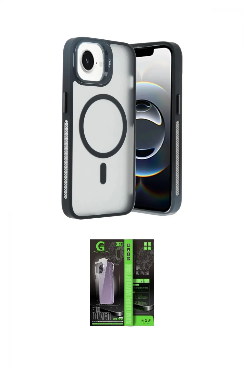 ieg™ iPhone 16E Kılıf Akış Form - Şeffaf 360 Full Body Arka Koruyucu