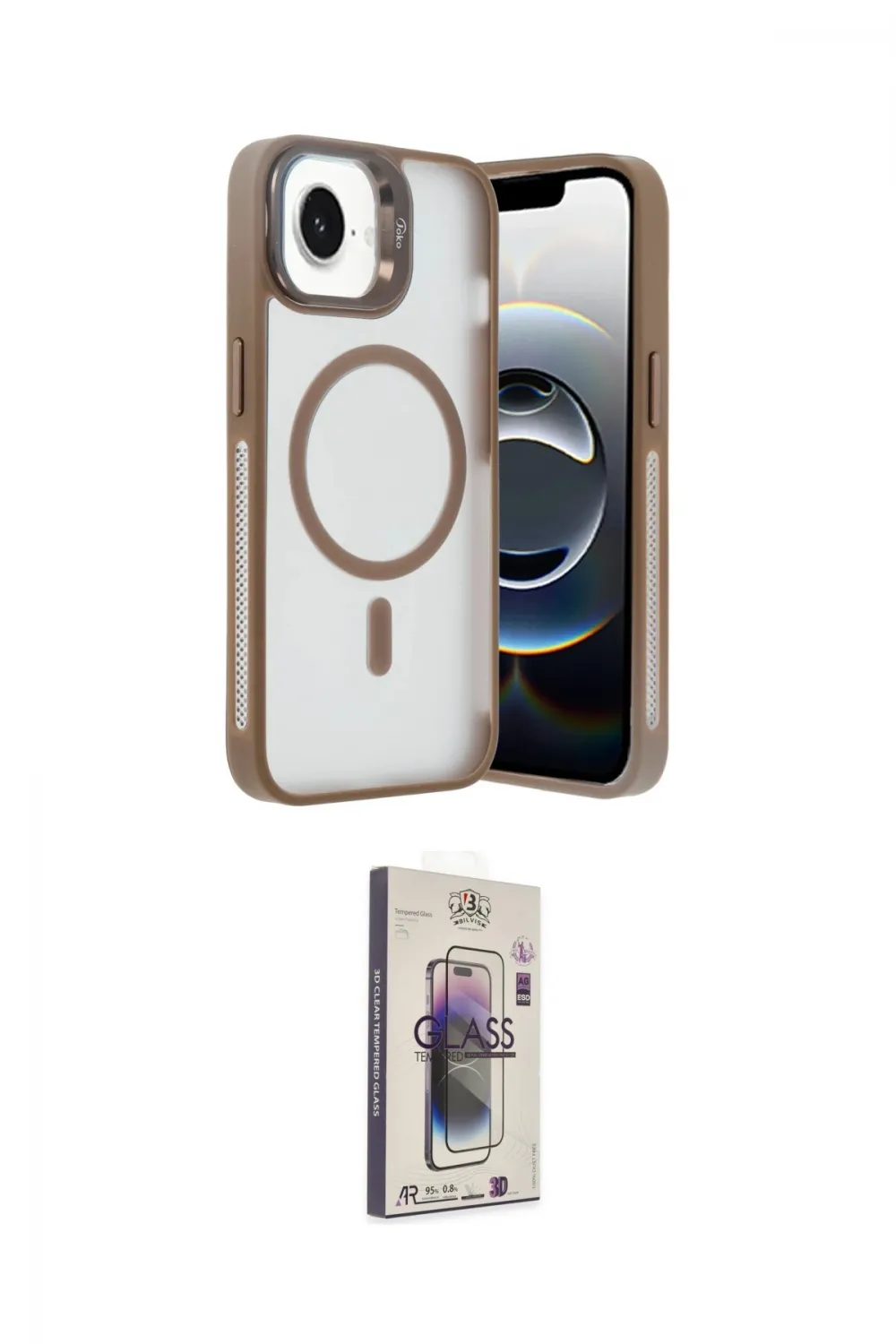 ieg™ iPhone 16E Kılıf Akış Form - Siyah Bilvis 3D Cam Ekran Koruyucu
