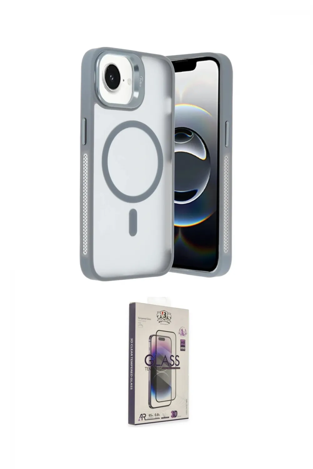 ieg™ iPhone 16E Kılıf Akış Form - Siyah Bilvis 3D Cam Ekran Koruyucu