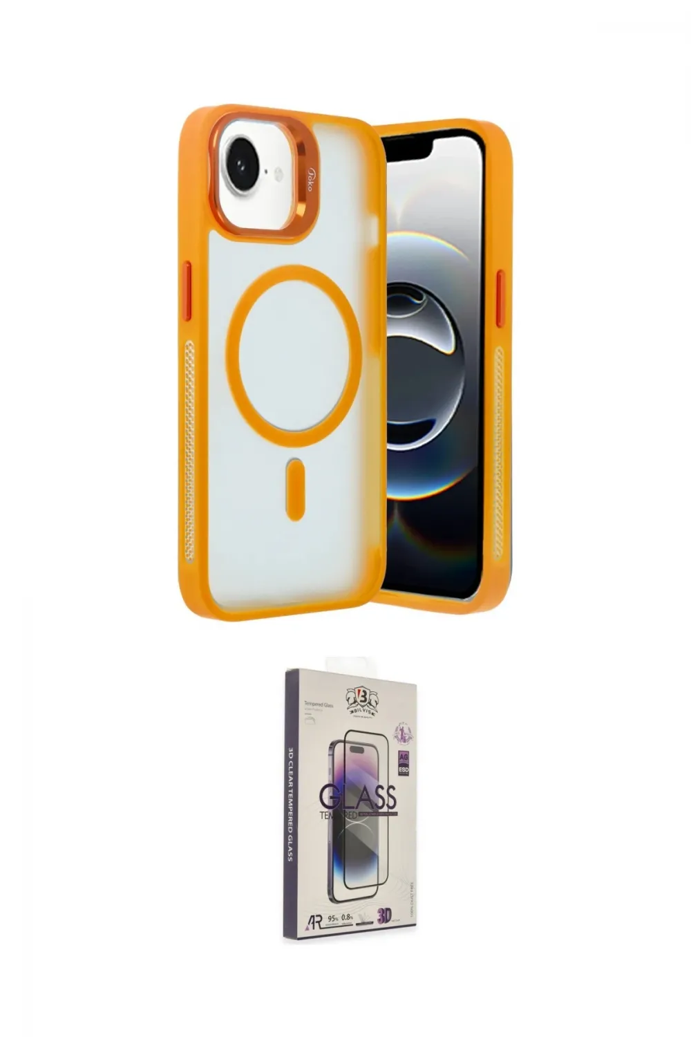 ieg™ iPhone 16E Kılıf Akış Form - Siyah Bilvis 3D Cam Ekran Koruyucu