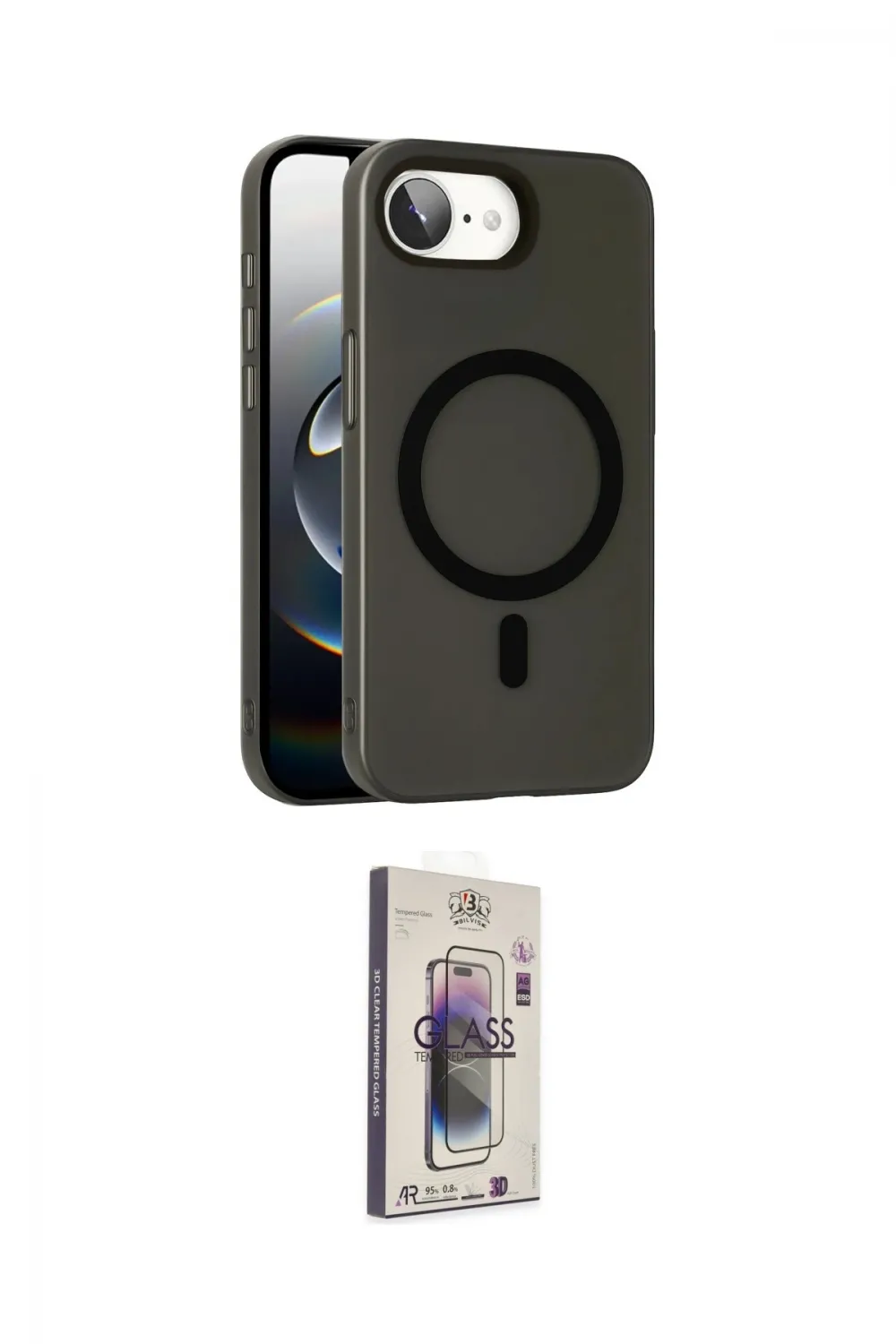 ieg™ iPhone 16E Kılıf Çekirdek Modern Prime - Siyah Bilvis 3D Cam Ekran Koruyucu