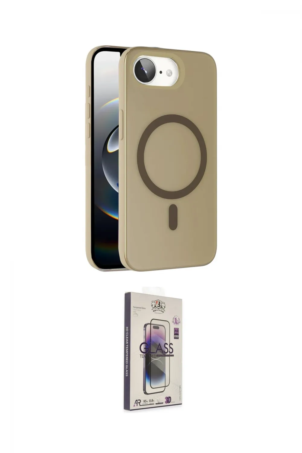 ieg™ iPhone 16E Kılıf Çekirdek Modern Prime - Siyah Bilvis 3D Cam Ekran Koruyucu