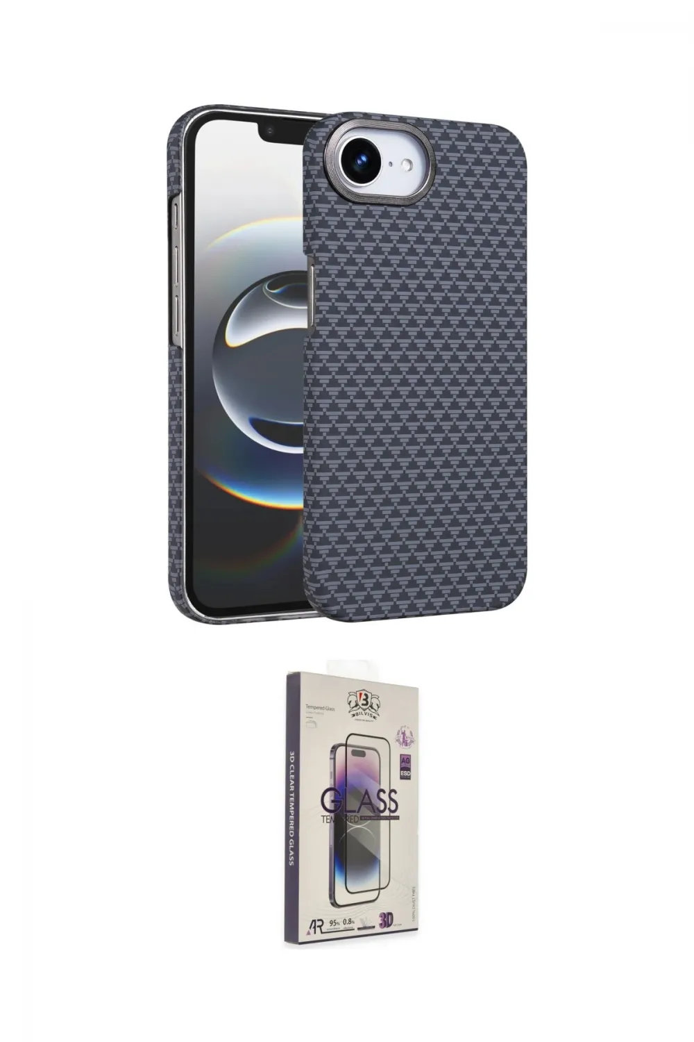 ieg™ iPhone 16E Kılıf Doruk Serisi - Siyah Bilvis 3D Cam Ekran Koruyucu