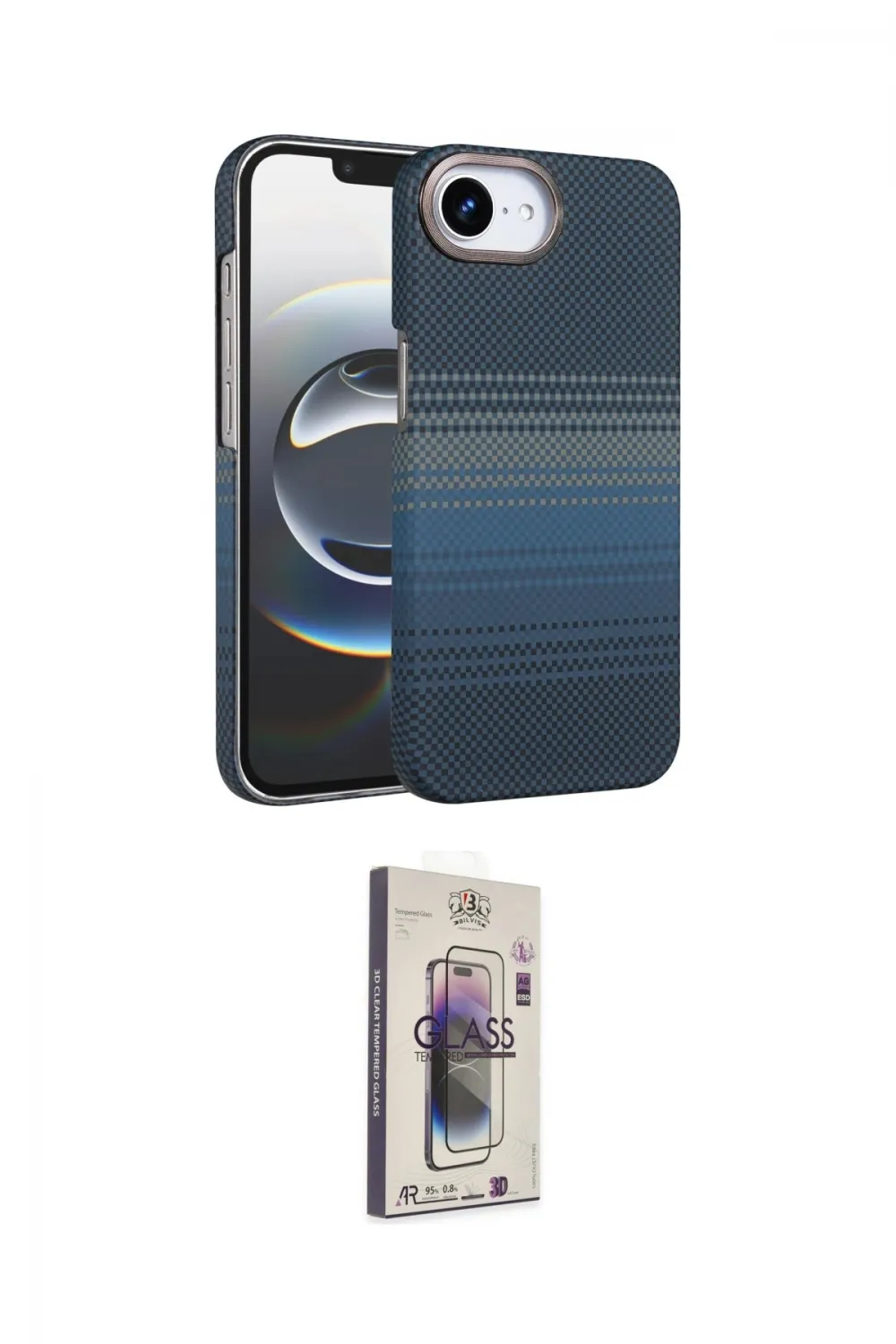 ieg™ iPhone 16E Kılıf Doruk Serisi - Siyah Bilvis 3D Cam Ekran Koruyucu