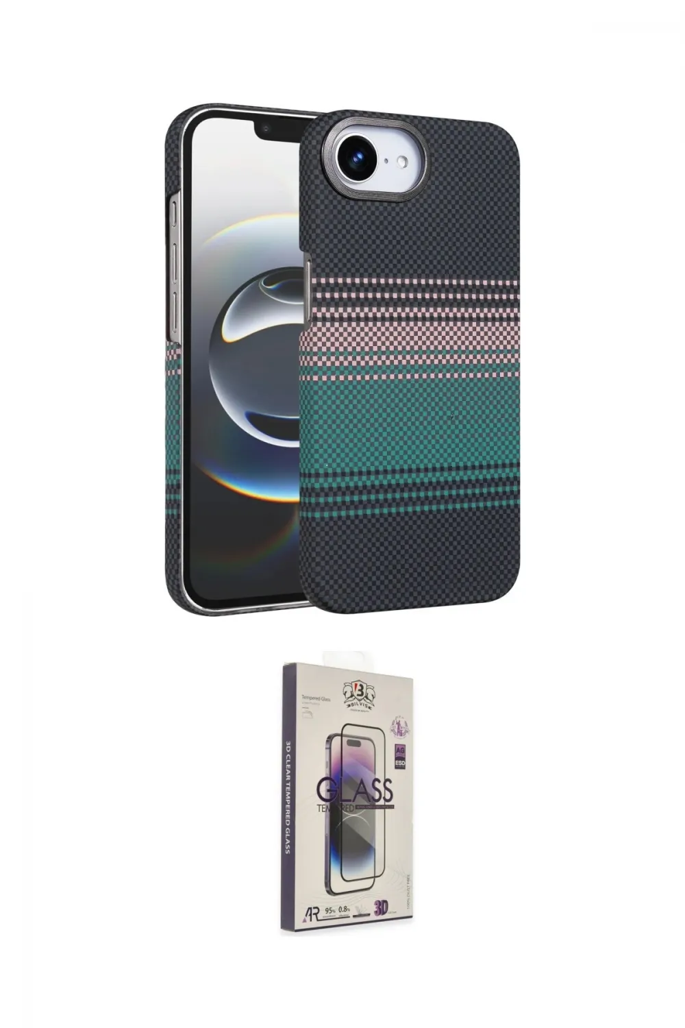 ieg™ iPhone 16E Kılıf Doruk Serisi - Siyah Bilvis 3D Cam Ekran Koruyucu