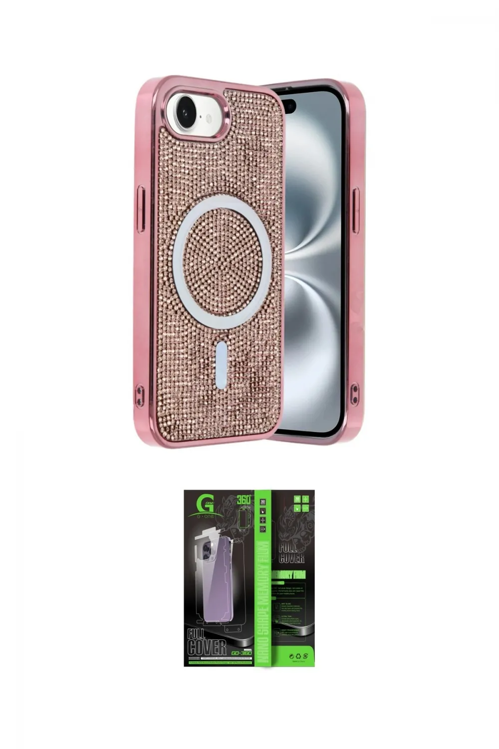 ieg™ iPhone 16E Kılıf Eksen Çizgi - Şeffaf 360 Full Body Arka Koruyucu