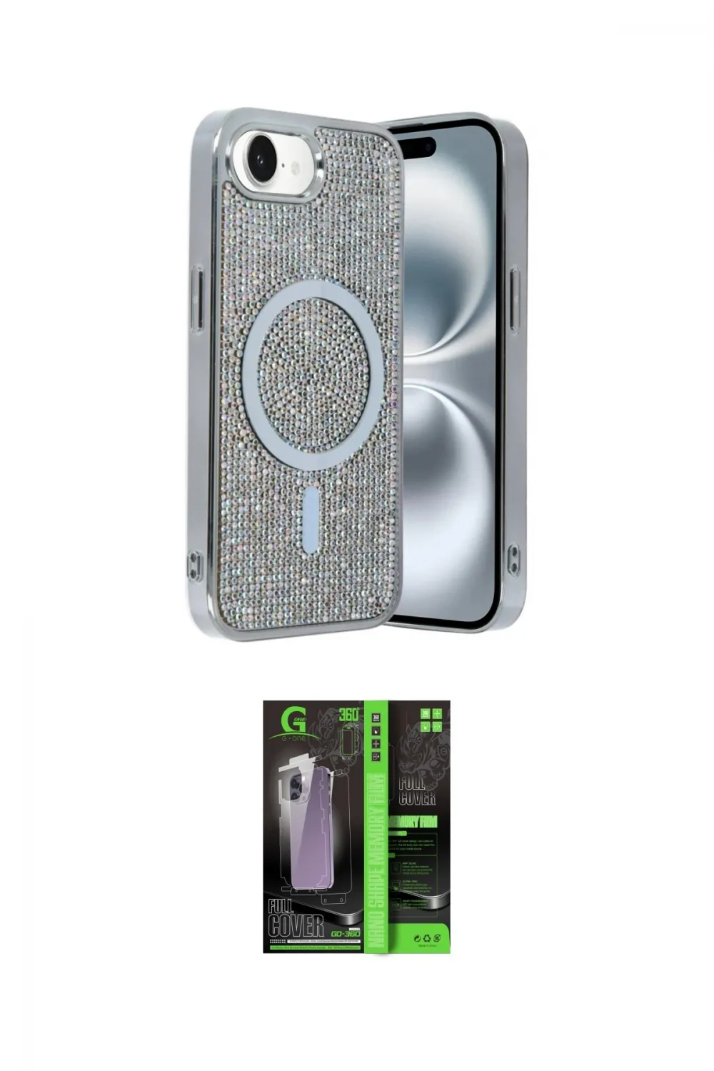 ieg™ iPhone 16E Kılıf Eksen Çizgi - Şeffaf 360 Full Body Arka Koruyucu