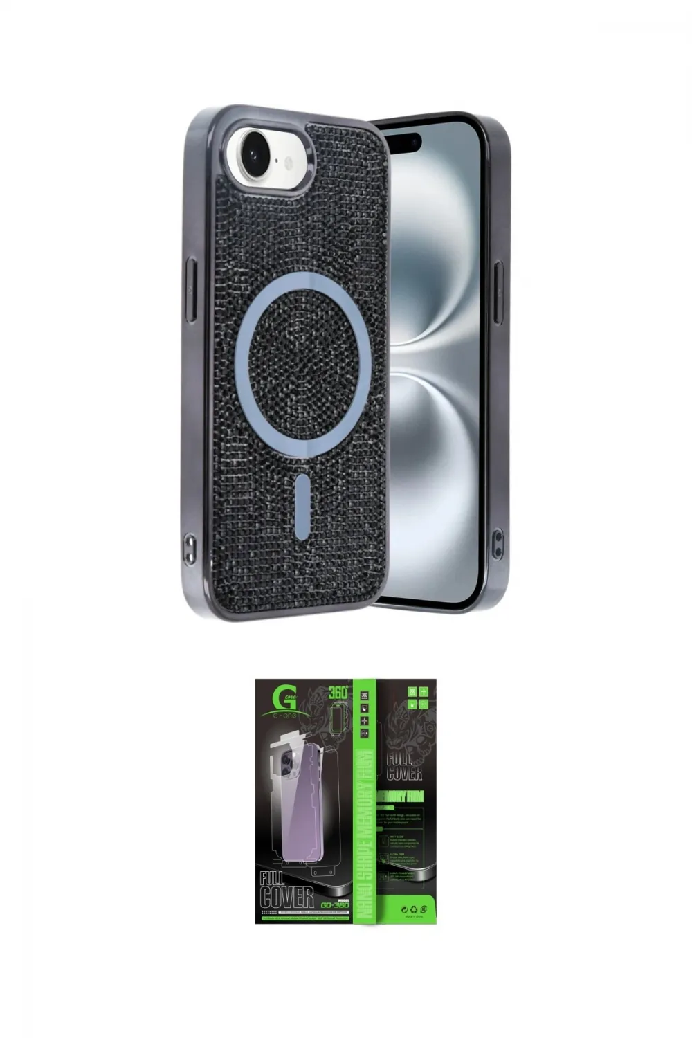 ieg™ iPhone 16E Kılıf Eksen Çizgi - Şeffaf 360 Full Body Arka Koruyucu