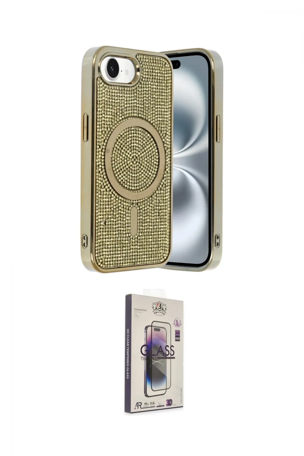 ieg™ iPhone 16E Kılıf Eksen Çizgi - Siyah Bilvis 3D Cam Ekran Koruyucu