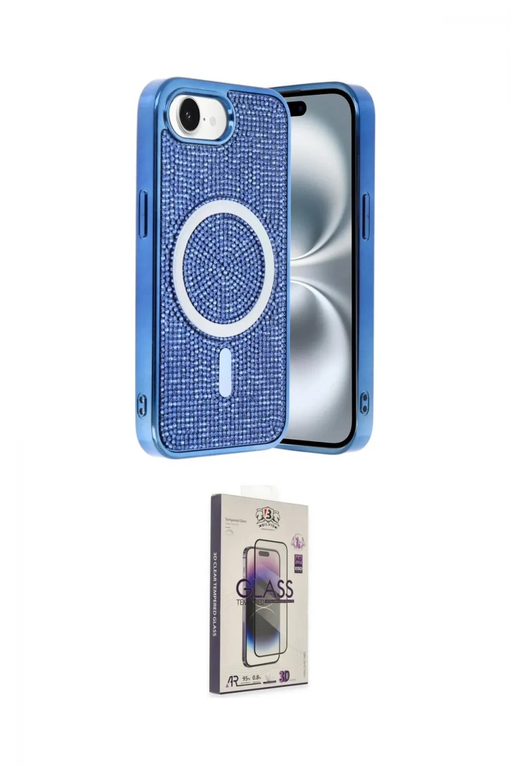 ieg™ iPhone 16E Kılıf Eksen Çizgi - Siyah Bilvis 3D Cam Ekran Koruyucu