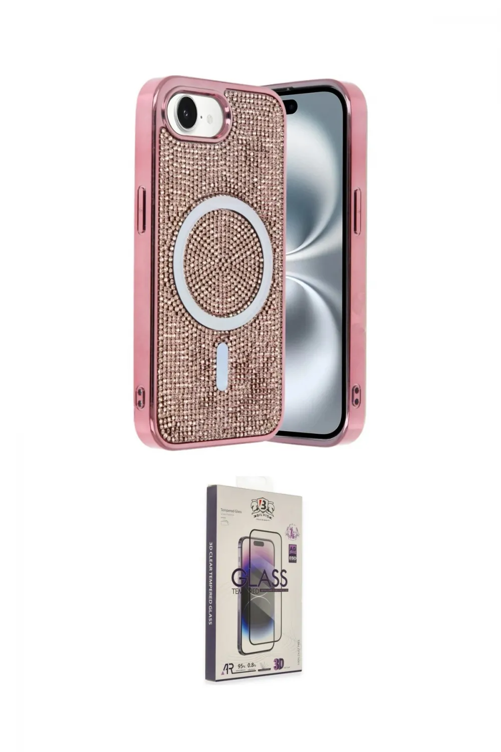 ieg™ iPhone 16E Kılıf Eksen Çizgi - Siyah Bilvis 3D Cam Ekran Koruyucu