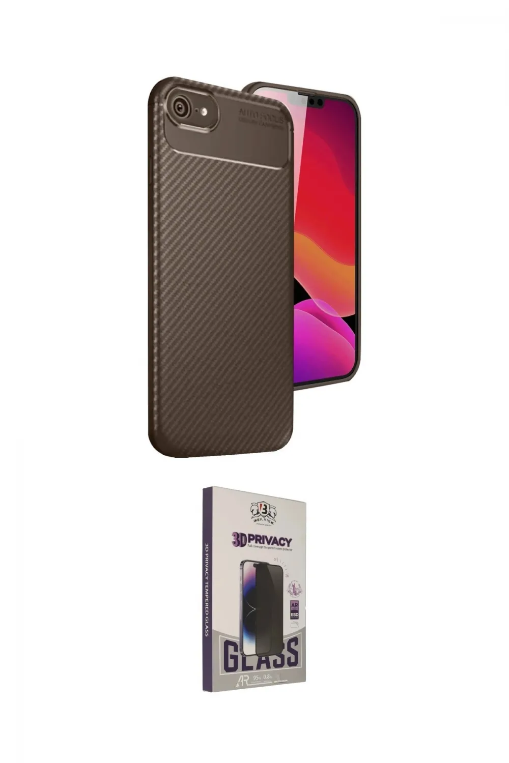 ieg™ iPhone 16E Kılıf Eksen Form Prime - Siyah Bilvis Hayalet Cam Ekran Koruyucu