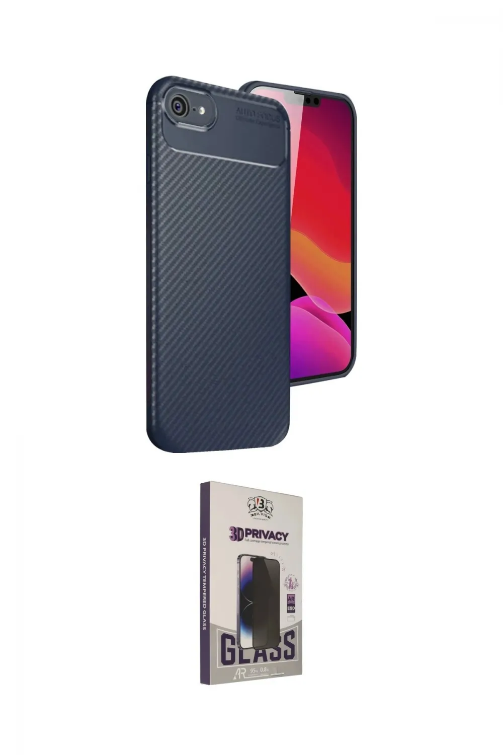 ieg™ iPhone 16E Kılıf Eksen Form Prime - Siyah Bilvis Hayalet Cam Ekran Koruyucu