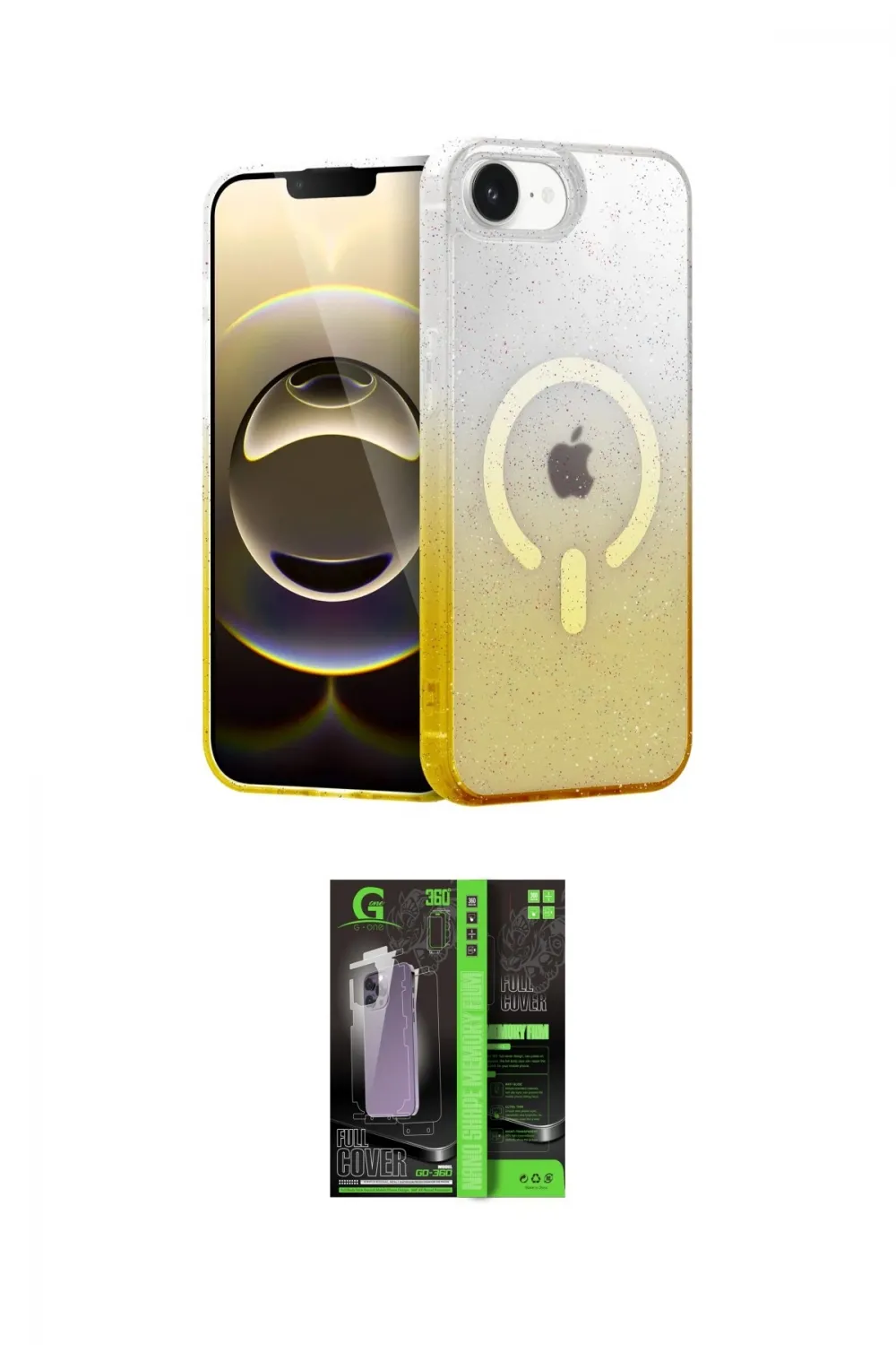 ieg™ iPhone 16E Kılıf Eksen Minimal Özel Seri - Şeffaf 360 Full Body Arka Koruyucu