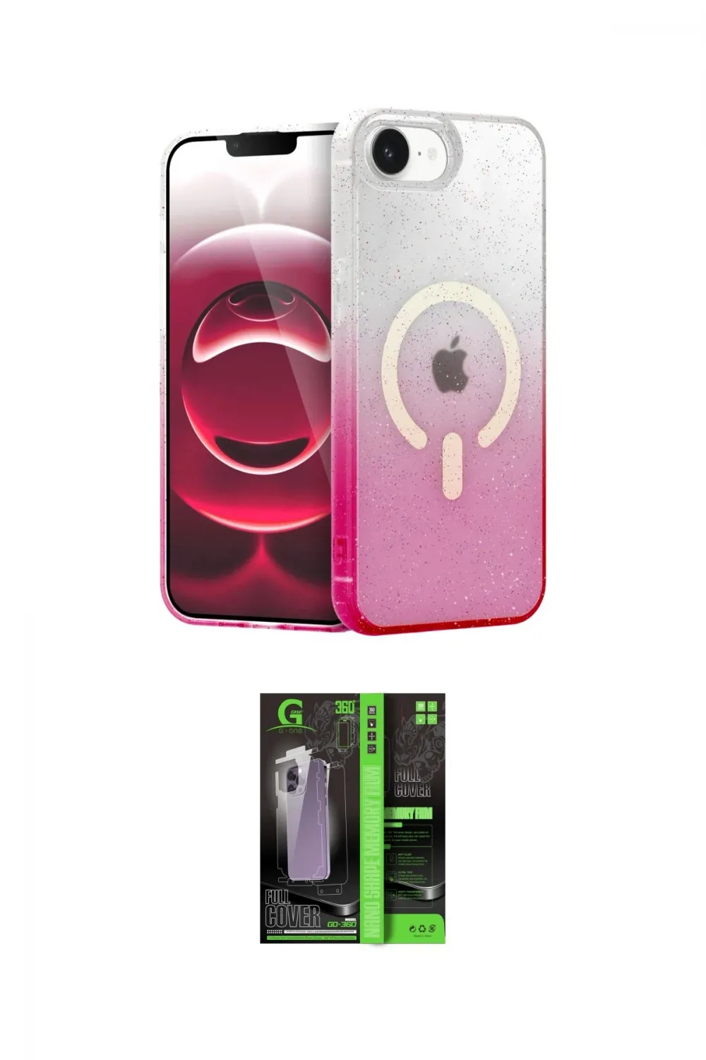 ieg™ iPhone 16E Kılıf Eksen Minimal Özel Seri - Şeffaf 360 Full Body Arka Koruyucu