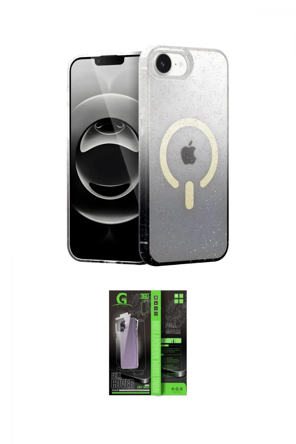 ieg™ iPhone 16E Kılıf Eksen Minimal Özel Seri - Şeffaf 360 Full Body Arka Koruyucu