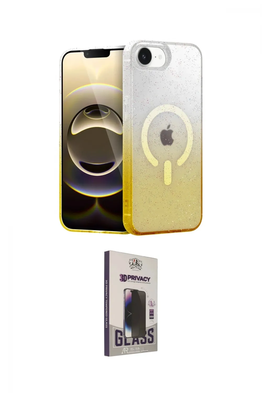 ieg™ iPhone 16E Kılıf Eksen Minimal Özel Seri - Siyah Bilvis Hayalet Cam Ekran Koruyucu