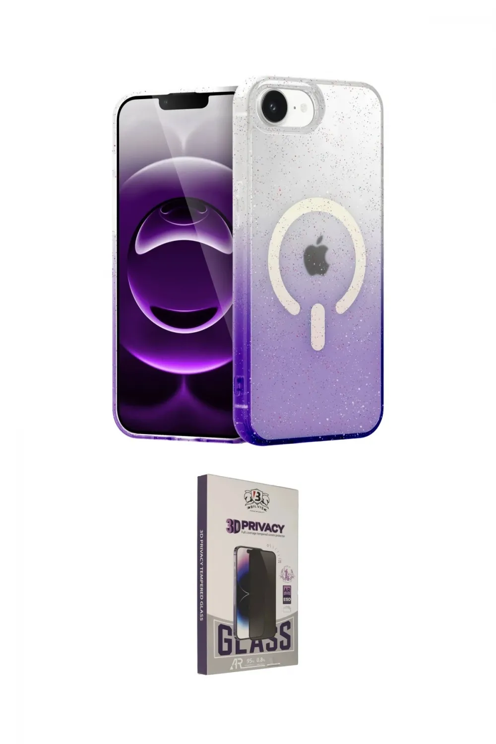ieg™ iPhone 16E Kılıf Eksen Minimal Özel Seri - Siyah Bilvis Hayalet Cam Ekran Koruyucu