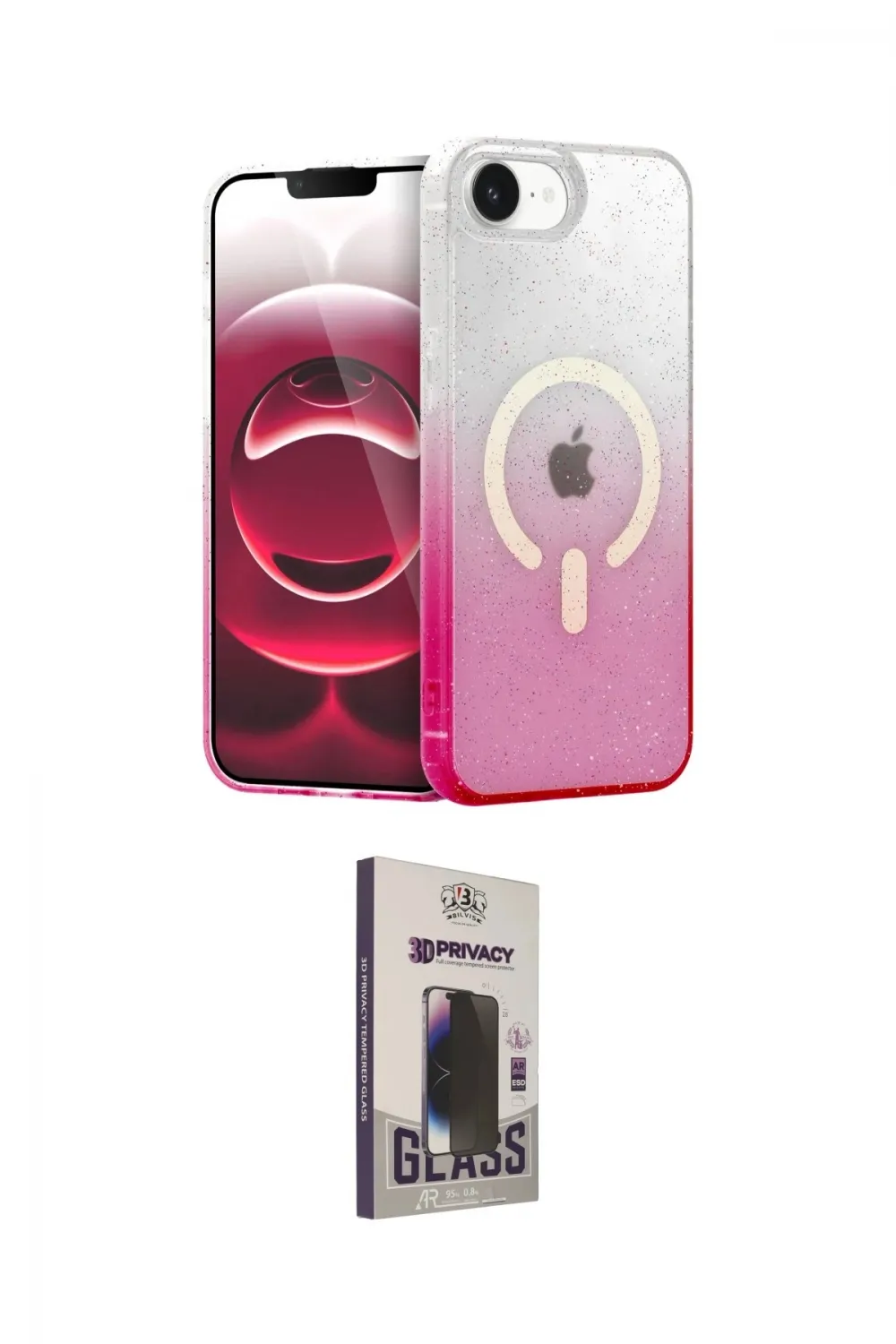 ieg™ iPhone 16E Kılıf Eksen Minimal Özel Seri - Siyah Bilvis Hayalet Cam Ekran Koruyucu